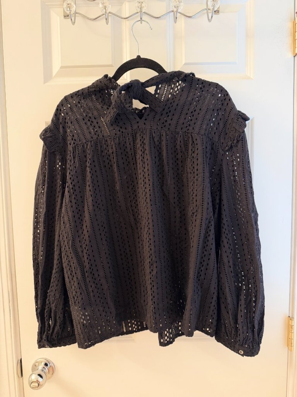 Madewell Eyelet Mockneck Ruffle Top, XL, NEW WITH TAGS - Picture 8 of 9